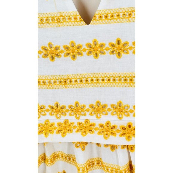 dRA Los Angeles Athena Dress Floral Eyelet Size L Lined Pockets V Neck - Picture 8 of 16